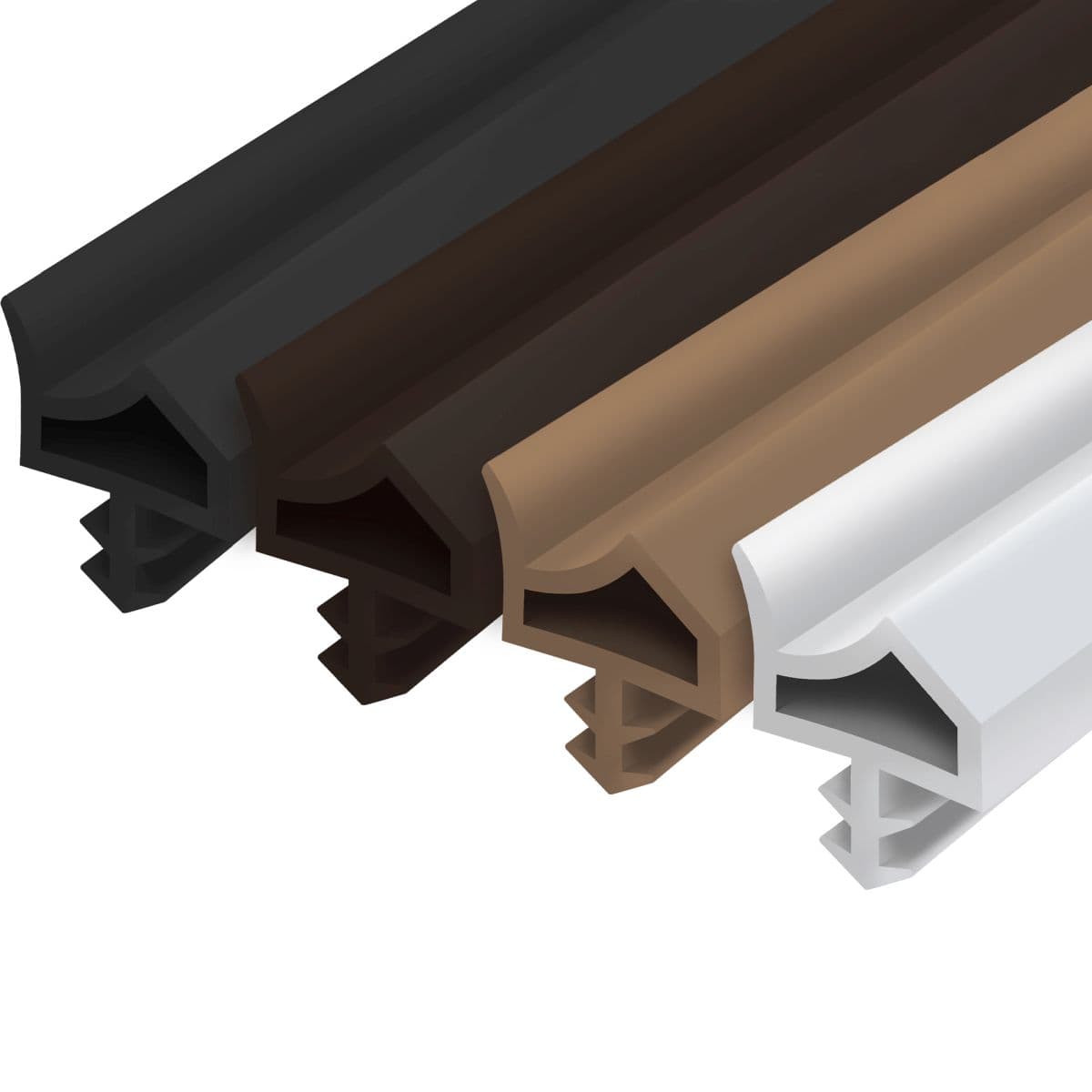 Deventer Zimmertürdichtung M3967 aus PVC für Innentüren mit günstigem Drehpunkt, Schwarz - 6 Meter