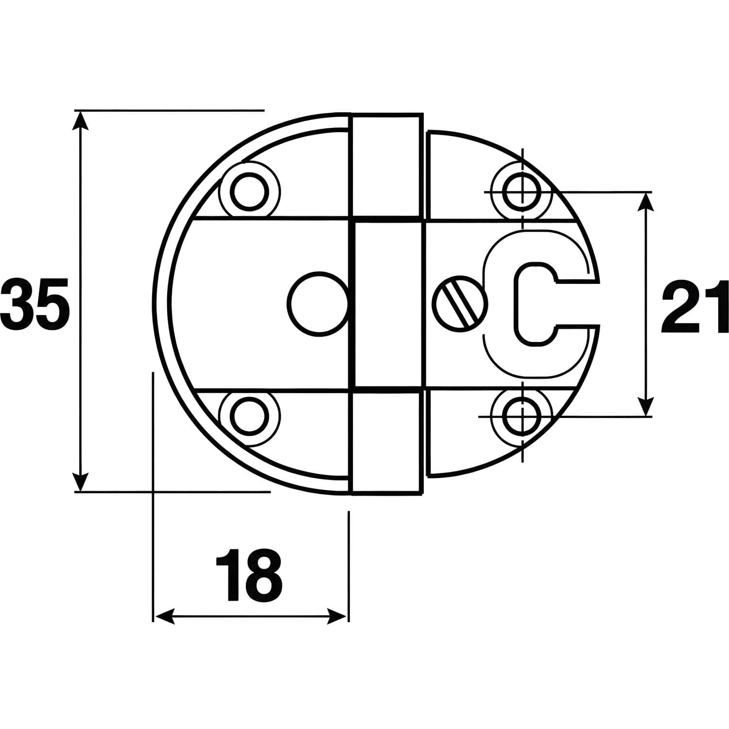 Gedotec Klappenscharnier 231 aus Metall, Ø 35 mm