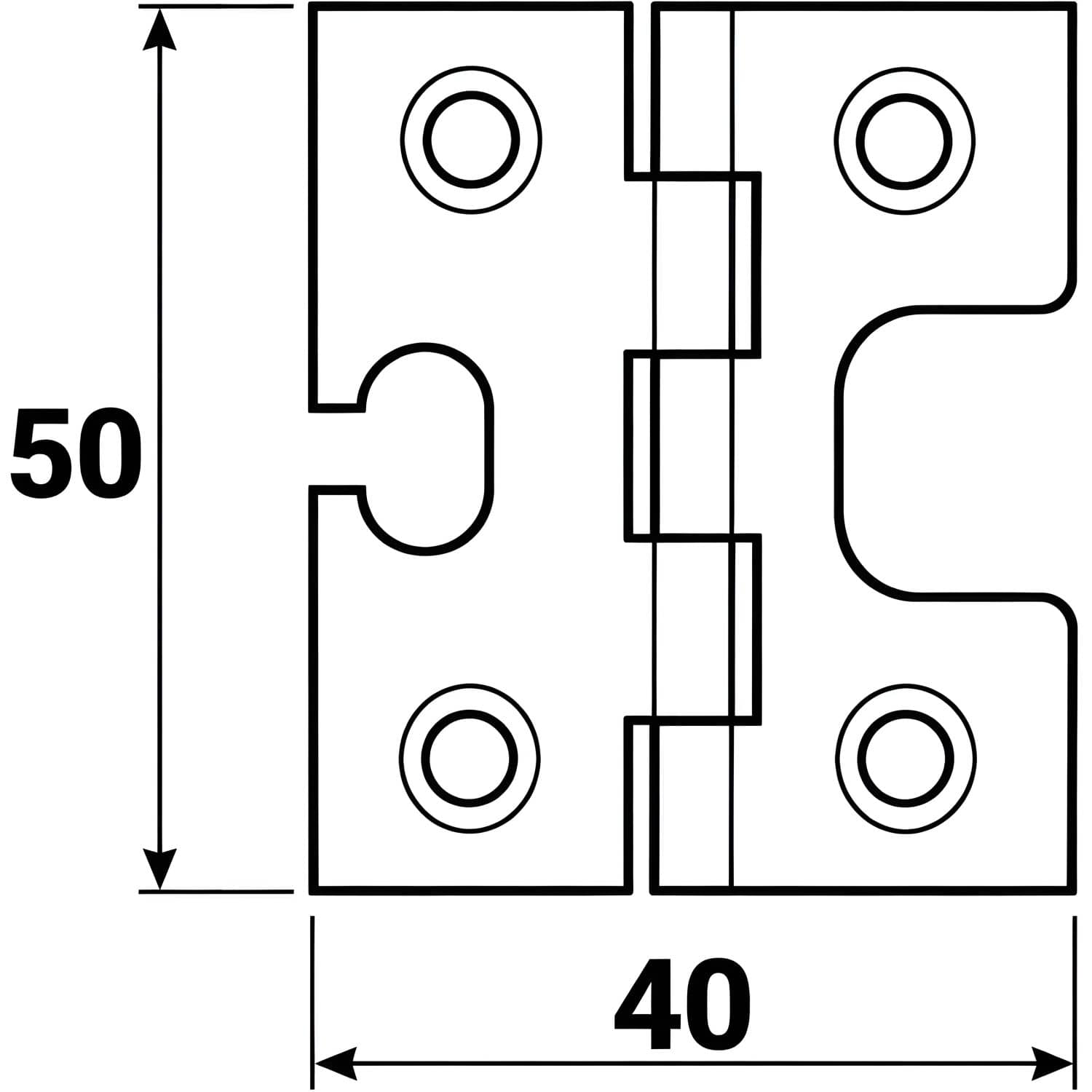 Gedotec Möbelscharnier 111 aus Messing 50 x 40 mm, mit vertikaler Einstellung