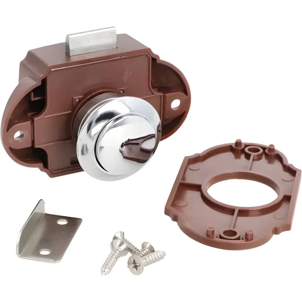 Siso Riegelschloss PUSH LOCK RV für Holzdicke 13 - 18 mm, Komplett Set