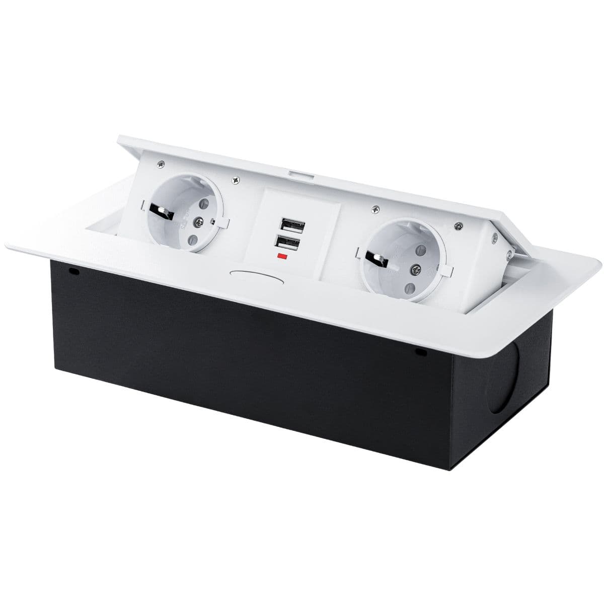 Design Light Element priză KOMBIBOX cu capac rabatabil, 2 prize Schuko și 2 USB-B, alb