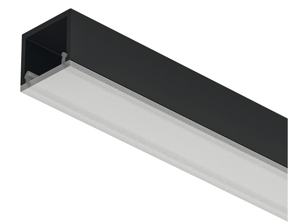 Häfele LOOX5 Profilé de soubassement LED 2101 en aluminium largeur intérieure 11 mm, profilé noir - 3000 mm